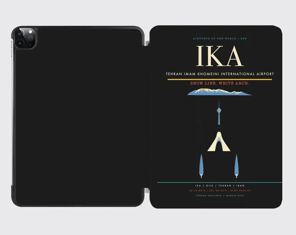 Tehran Imam Khomeini International Airport (IKA) design on black ipad tablet case