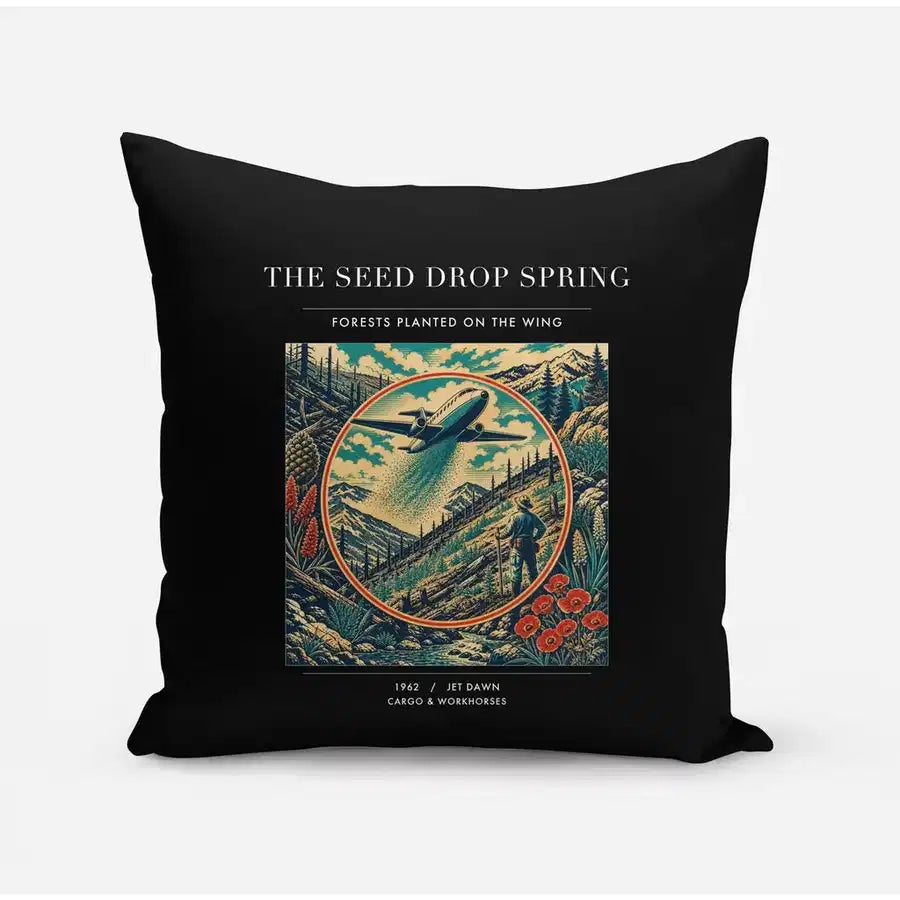 VINTAGE G4490 - The Seed Drop Spring - Designed Pillows design on black