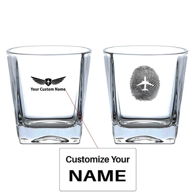 Aviation Finger Print aviation design on whiskey glass, crystal-clear premium glassware.