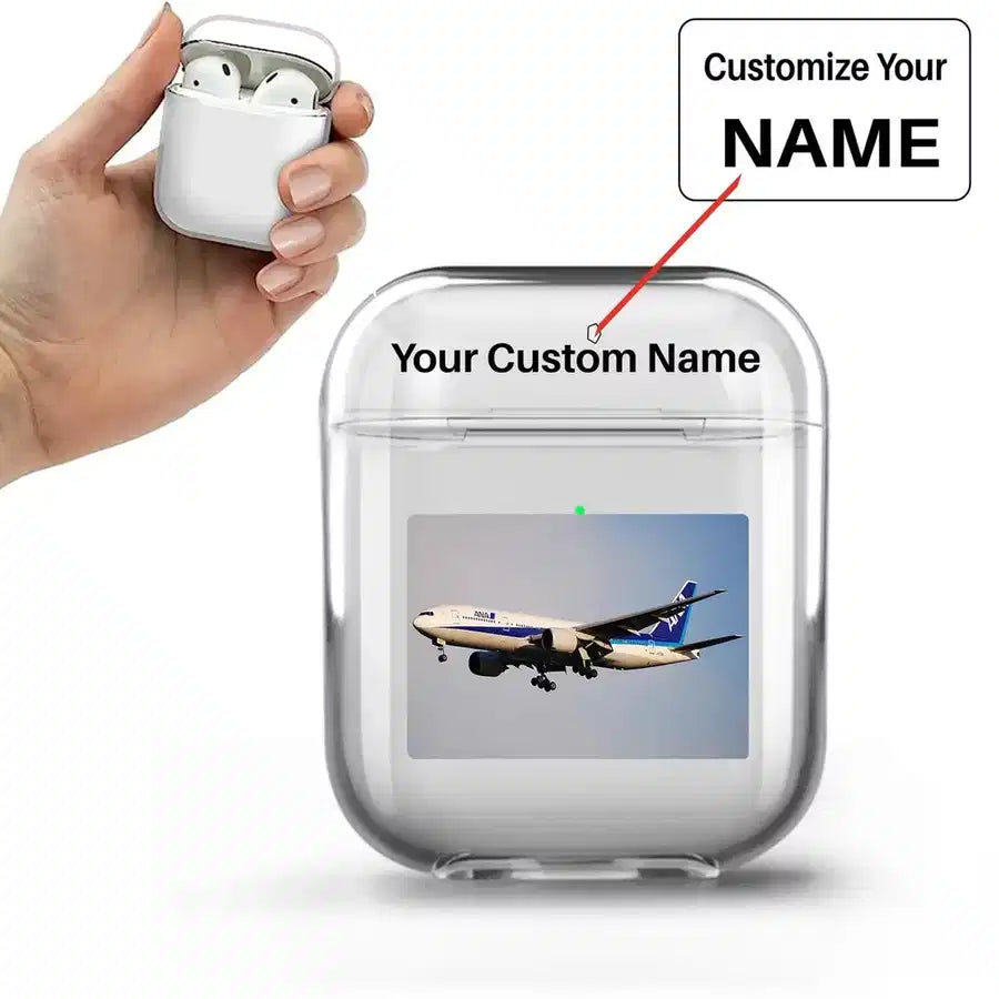 ANA's Boeing 777 AirPods transparent case - Normal + Name