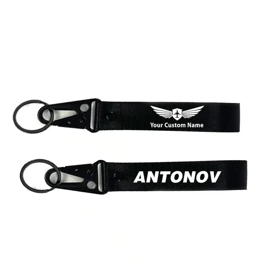 Antonov & Text aviation hawk-shaped key chain, durable metal alloy.