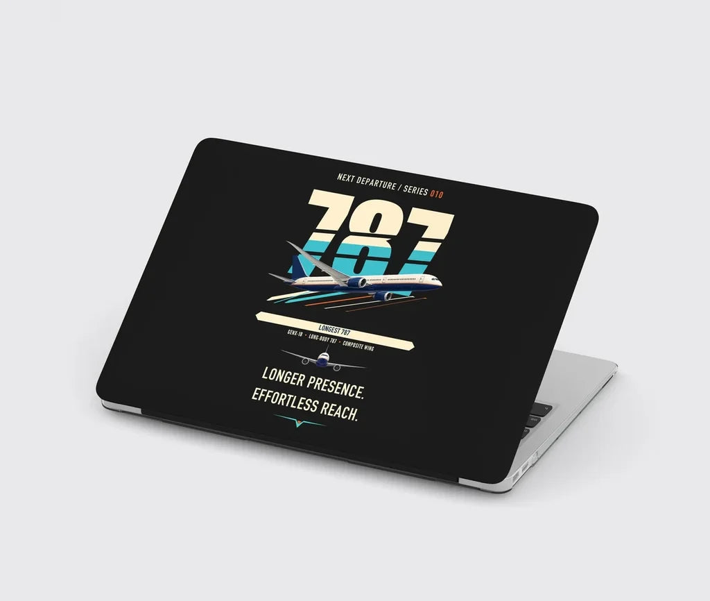 Boeing 787-10 Dreamliner design on black MacBook case