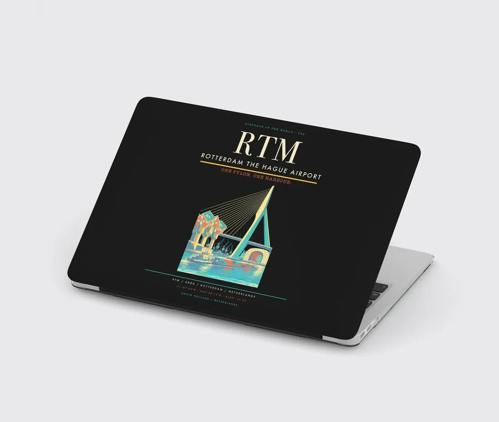 Rotterdam The Hague Airport (RTM) design on black MacBook case