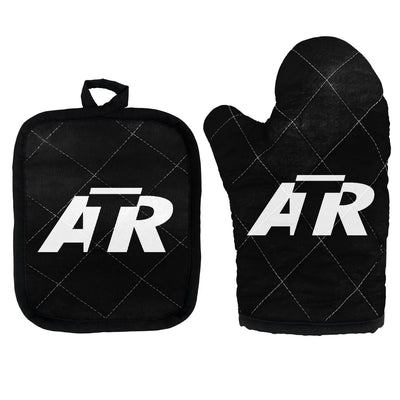 ATR & Text Kitchen Glove & Holder aviation design on durable fabric with insulated lining kitchen glove holder.