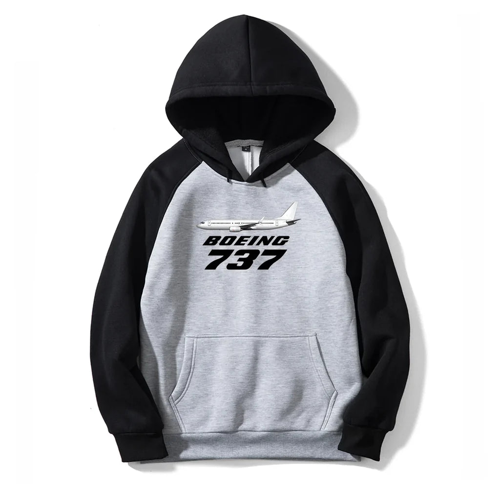 The Boeing 737 aviation design on colourful cotton blend colourful hoodie.
