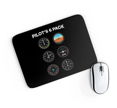 Pilot's 6 Pack aviation design on neoprene with anti-slip base mouse pad.