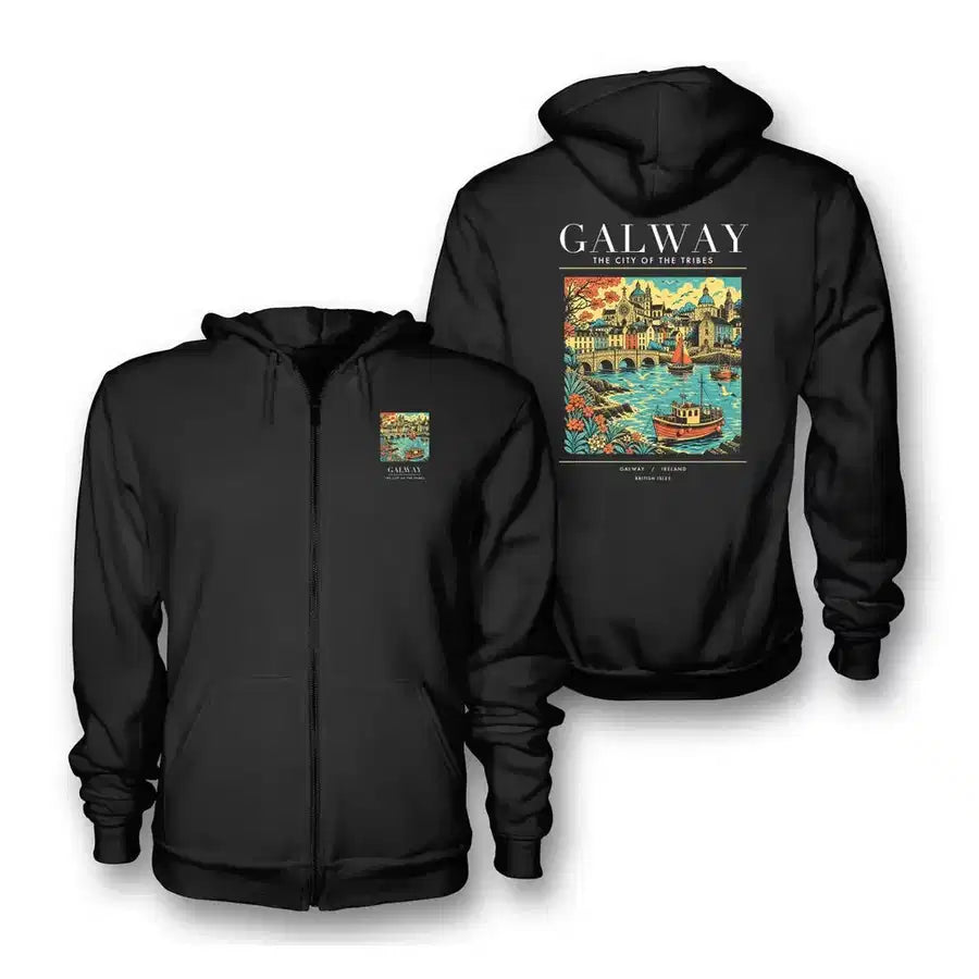 GALWAY - Poster - Zipped Hoodie - Black