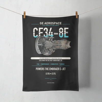 CF34-8E design on black towel