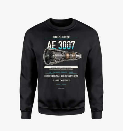 AE 3007 design on black sweatshirt