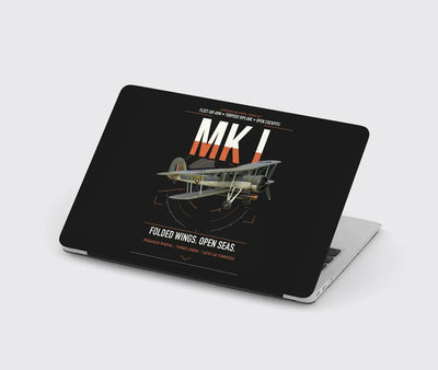 Fairey Swordfish Mk I design on black MacBook case