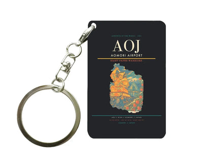 Aomori Airport (AOJ) design on black key chain