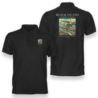 Thumbnail for BLOCK ISLAND - Poster - Double-Side Polo - Black