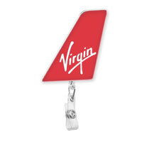 Thumbnail for Virgin Atlantic aviation design on durable plastic with metal clip tail-shape retractable ID card badge.