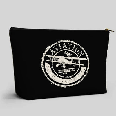 Aviation Lovers aviation print zipper pouch, durable polyester.