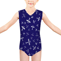Thumbnail for Seamless Propellers aviation print on kids quick-dry fabric swimsuit.