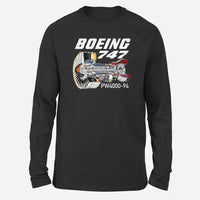 Thumbnail for Boeing 747 & PW4000-94 Engine Long-Sleeve aviation design printed on soft cotton long-sleeve T-shirt.