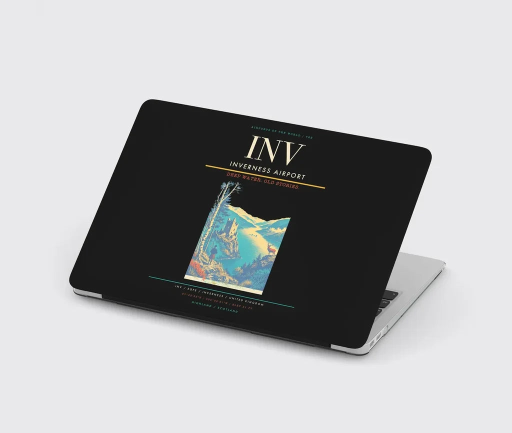 Inverness Airport (INV) design on black MacBook case