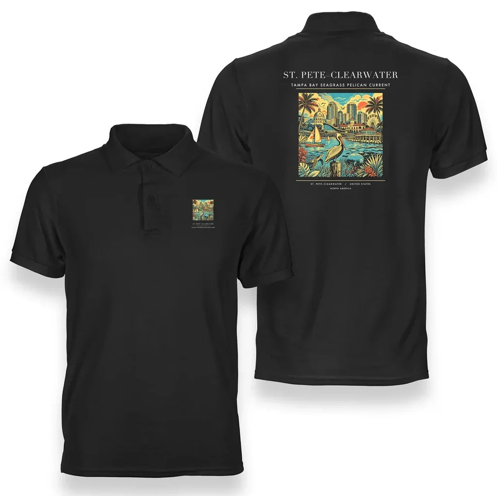 ST. PETE–CLEARWATER - Poster - Double-Side Polo - Black