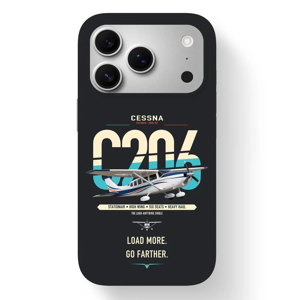 Cessna 206 Stationair design on black magsafe iphone case, for iPhone 17 Pro