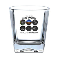 Thumbnail for The Only Six Pack I Will Ever Need aviation design on whiskey glass, crystal-clear premium glassware.