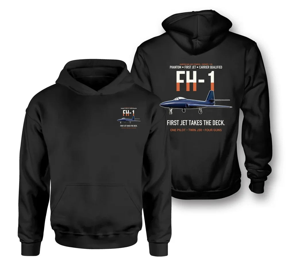 FH-1 PHANTOM design on black hoodie