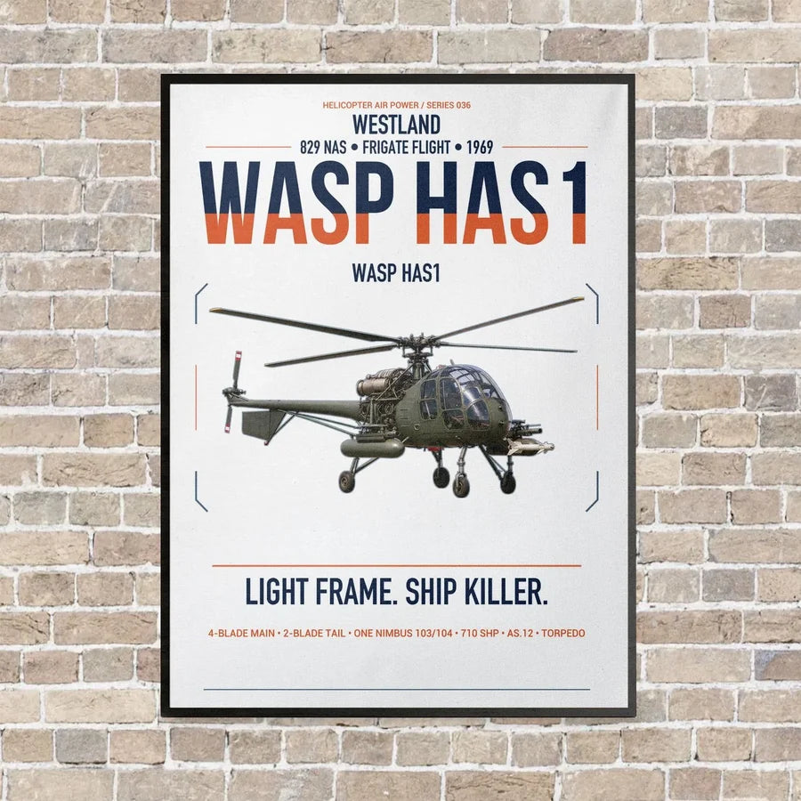 Westland Wasp HAS1 vertical canvas print - framed - white background