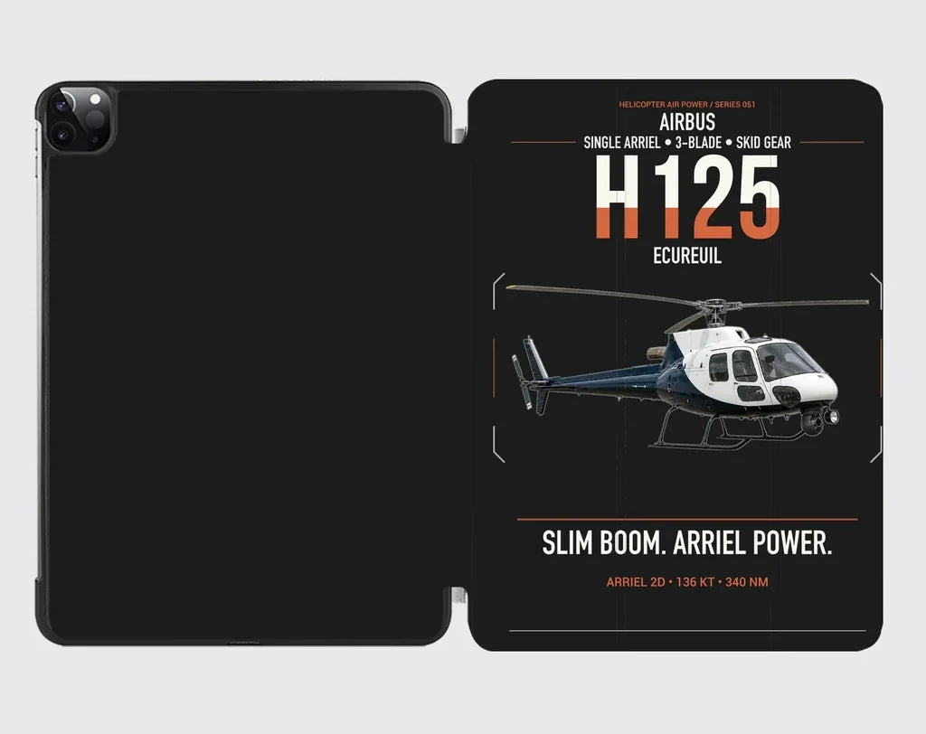 Airbus H125 design on black ipad tablet case