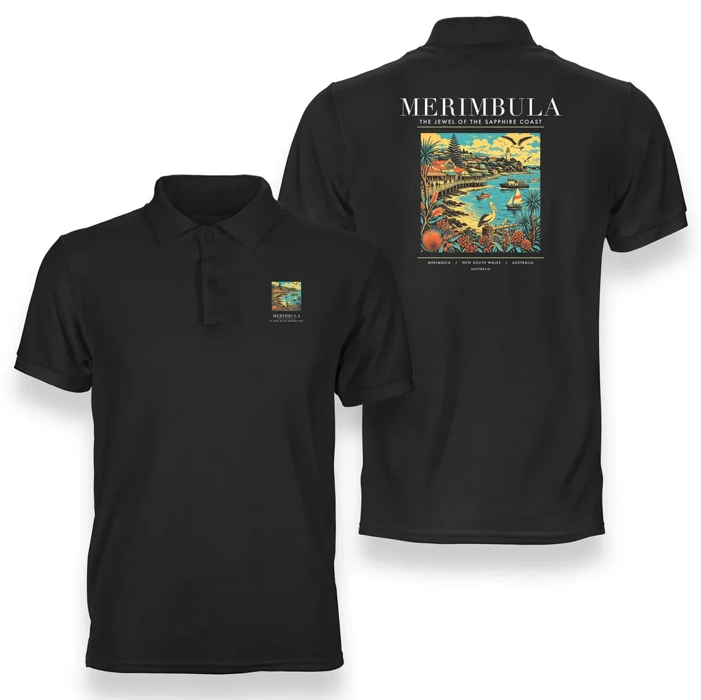 MERIMBULA - Poster - Double-Side Polo - Black