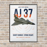 Thumbnail for Saab AJ 37 Viggen vertical canvas print - framed - white background