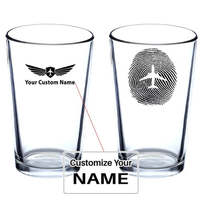 Aviation Finger Print Beer & aviation design on beer water glass, versatile drinkware.