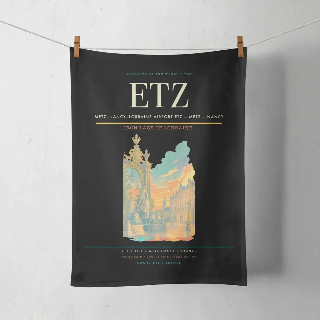 Metz–Nancy–Lorraine Airport (ETZ) design on black towel