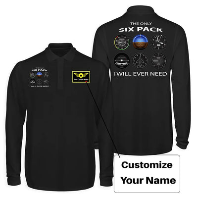 The Only Six Pack I Will Ever Need Long Sleeve Polo T-Shirts (Double-Side) aviation design printed on soft cotton long-sleeve.