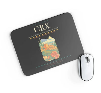 Federico García Lorca Granada-Jaén Airport (GRX) design on black rectangle mouse pad