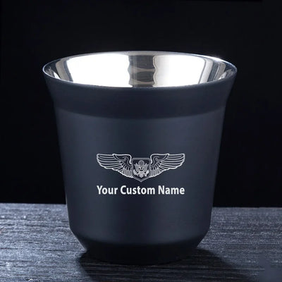Custom Name (Special US Air Force) aviation design on double-wall coffee mug, vacuum-insulated double-wall.