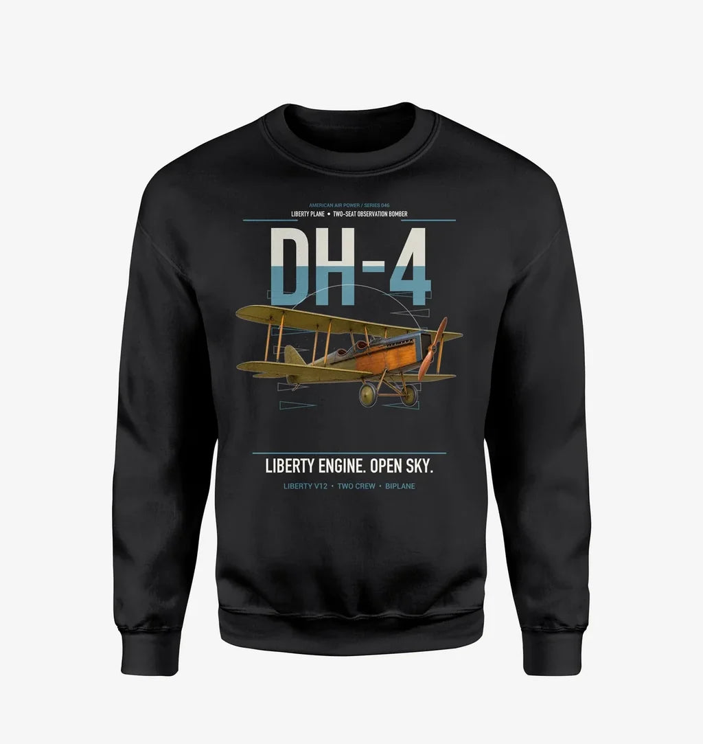 Airco DH-4 Liberty Plane design on black sweatshirt