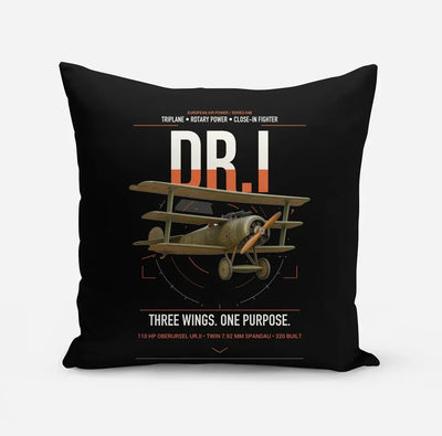 Fokker Dr.I design on black pillow