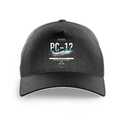 Pilatus PC-12 PRO design on black printed hat