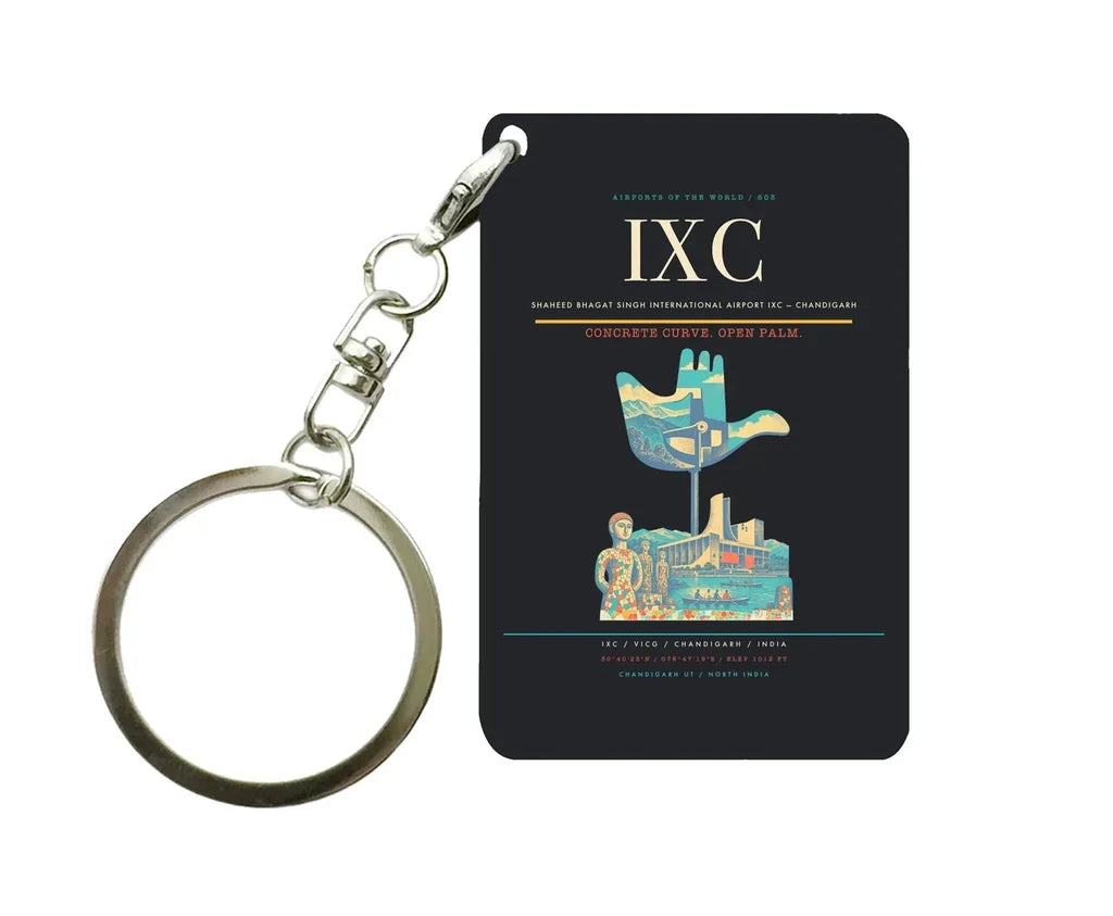 Shaheed Bhagat Singh International Airport IXC — Chandigarh Key Chain design on black key chain