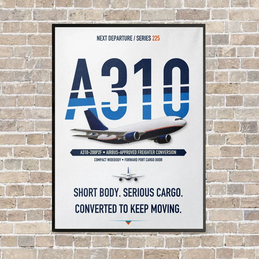 Airbus A310-200P2F vertical canvas print - framed - white background