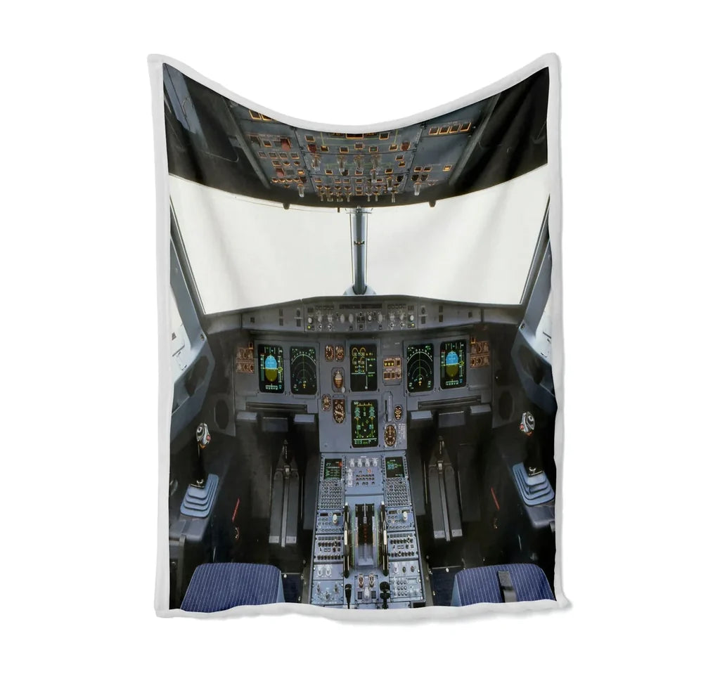 Airbus A320 Cockpit (Wide) Bed Blankets & aviation print on soft fleece blanket.