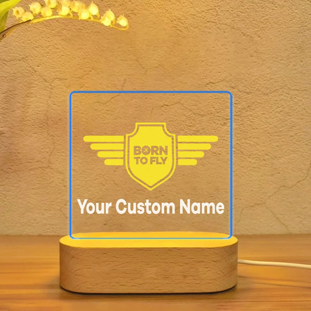 Custom Name (Badge 5) aviation design on premium acrylic with LED 3D night lamp.