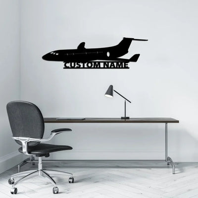 Climbing Business Jet (FL-67) aviation design on durable metal with painted finish metal wall sign.