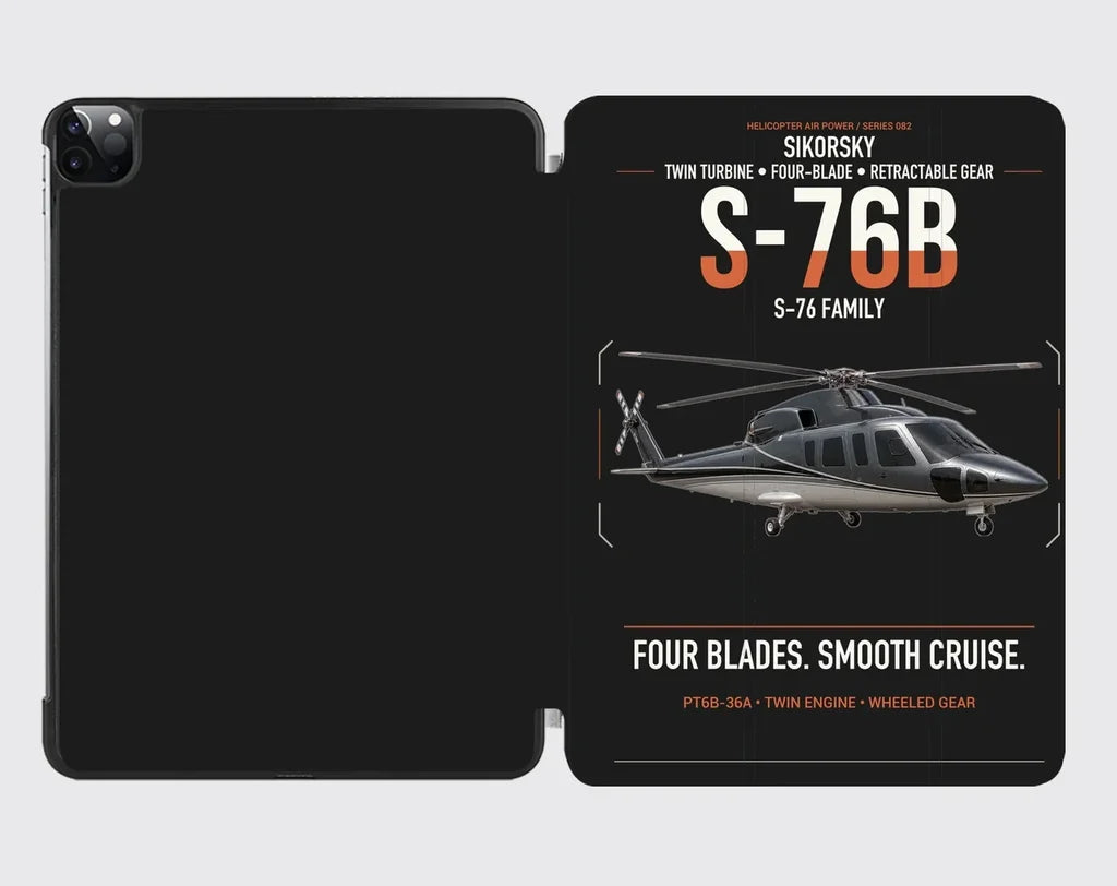 Sikorsky S-76B design on black ipad tablet case