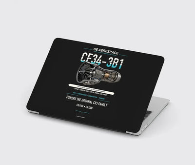 CF34-3B1 design on black MacBook case