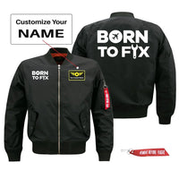 Thumbnail for Born To Fix Airplanes Pilot Jackets (Customizable) aviation design printed on comfortable shell with classic fit designed jacket.