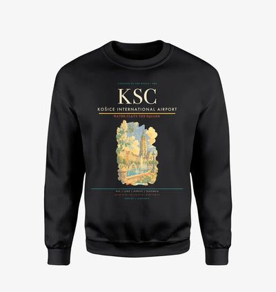 Košice International Airport (KSC) design on black sweatshirt