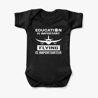 Thumbnail for Flying is Importanter aviation print on kids gentle cotton bodysuit.