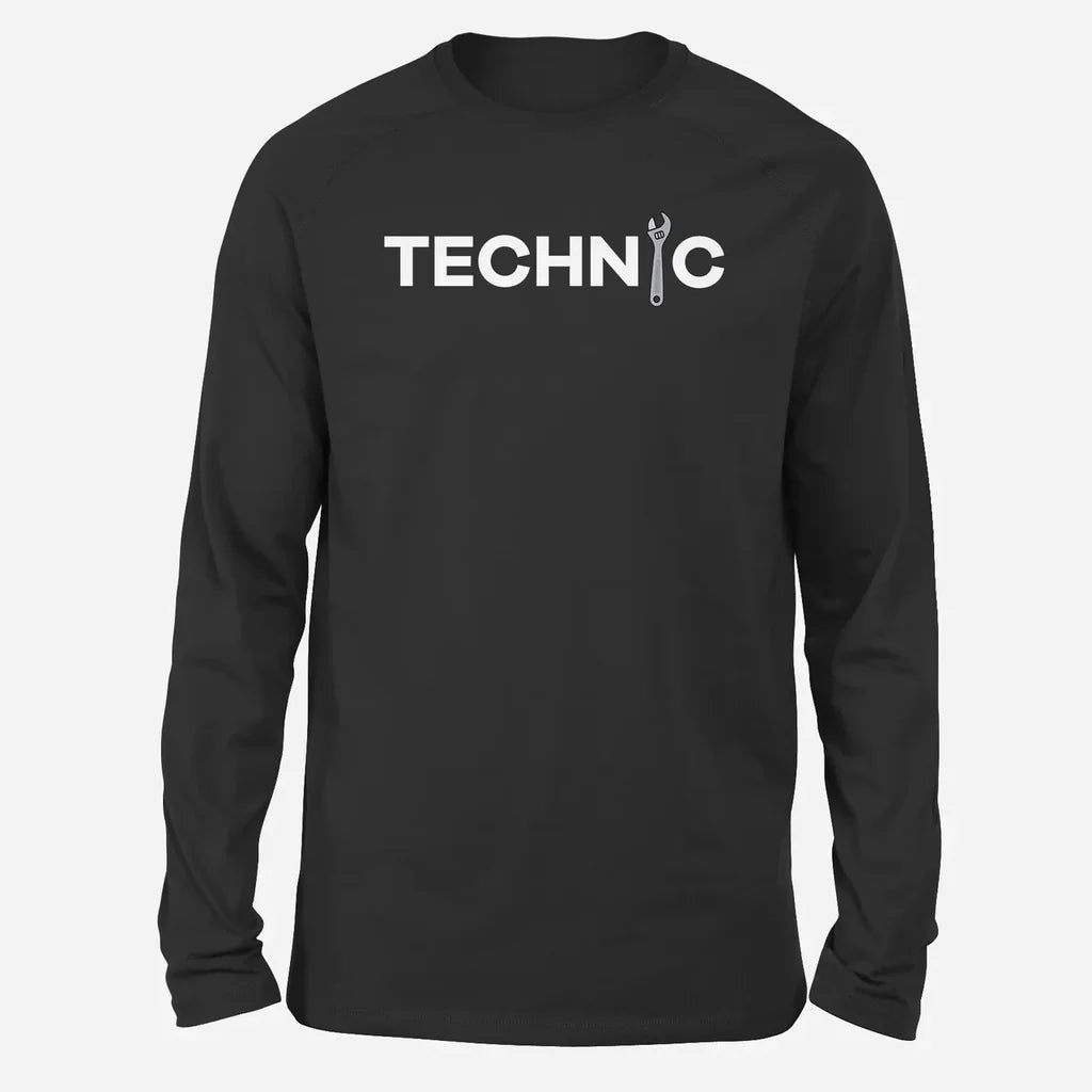 Technic Long-Sleeve aviation design printed on soft cotton long-sleeve T-shirt.
