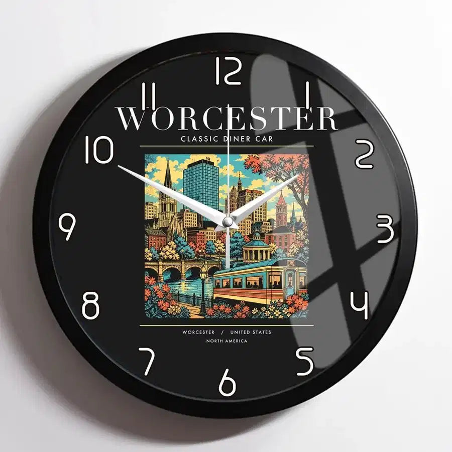 WORCESTER - Poster - Wall Clock Framed - Black