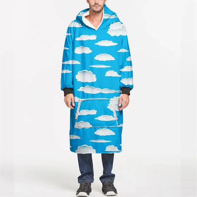 Amazing Clouds aviation design on soft fleece blanket hoodie.